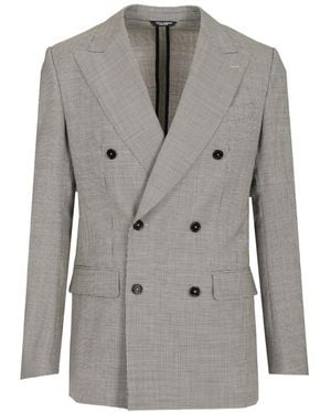 Dolce & Gabbana Linen Double-Breasted Jacket - Grey