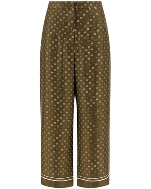Max Mara Straight Flat Front Trousers - Green
