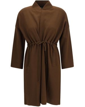 Ella Deconstructed Drawstring Cardigan Viscose; Polyester - Brown