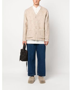 Studio Nicholson Paolo Cotton Denim Cropped Jeans With Wide Balloon-Shaped Leg - Blue