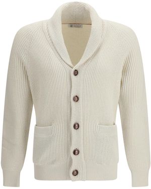 Brunello Cucinelli Ribbed Cardigan - White