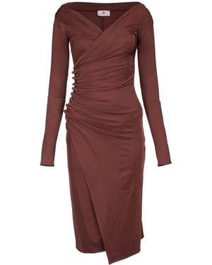 Elisabetta Franchi Abito Midi Scollo V - Red