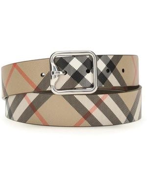 Burberry Beige Calf Leather Bos Taurus Regular Belt - Metallic