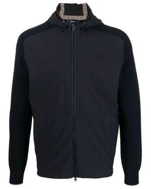 Herno Knit-Sleeve Hooded Jacket - Blue