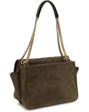 Saint Laurent Shoulder Bag Niki Tripouch Suede - Brown