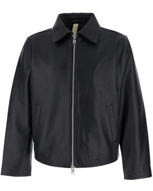 sunflower 6027Black Crop Jacket With Classic Collar And Dropped Shoulders