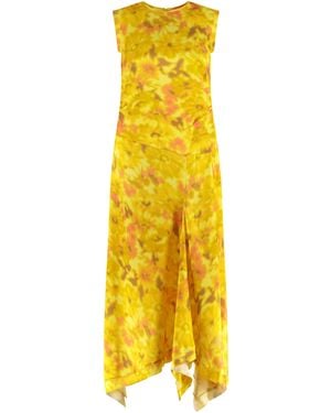 Acne Studios Asymmetric Printed Dress Acetate - Yellow