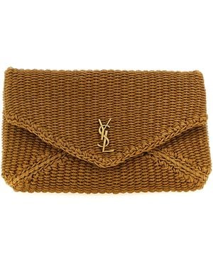 Saint Laurent Envelope Large Clutch Bag - Brown