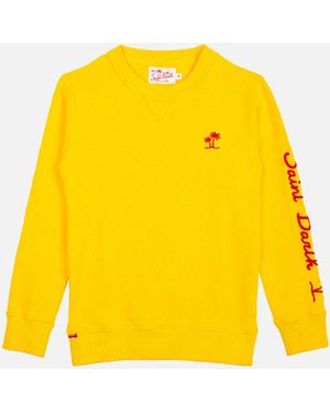 MC2 Saint Barth Kid Cotton Sweatshirt With Embroidery - Yellow