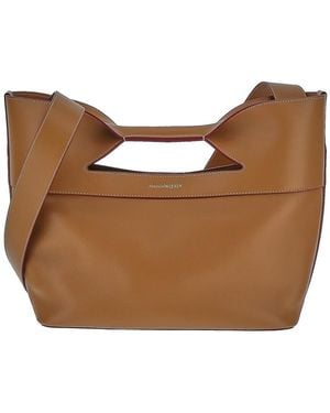 McQueen Leather Bow-Detail Tote Bag - Brown