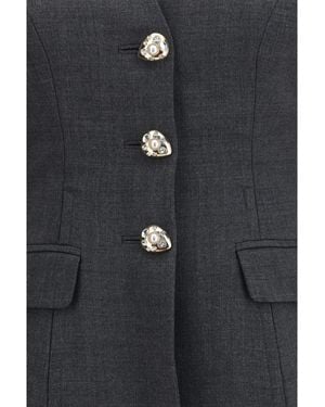 Self-Portrait Wool Collarless Jacket Polyester - Blue