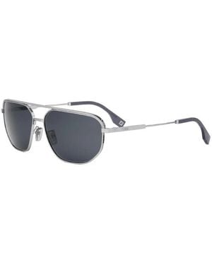 Fendi Sunglasses Square Full Rim, Shiny Frame And Lens Fe40154U16A - Metallic