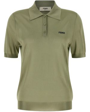 Fendi Shiny Viscose Polo Shirt - Green