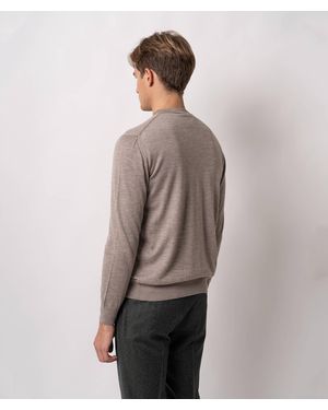 Larusmiani Cashmere And Silk Cardigan Ulaan V Neck - Brown