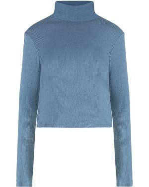 SABLYN Hailey Ribbed Turtleneck Sweater Viscose - Blue