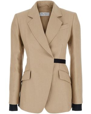 Max Mara Linen Jacket Fionda Blazers - Natural
