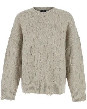 Represent Distress Knit Sweater Acrylic Tops - Gray