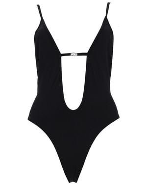 DIESEL One-Piece Swimsuit Deep V Polyamide Swim Shorts - Black