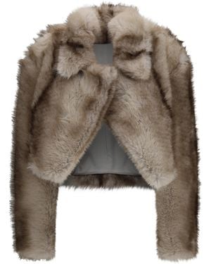 Max Mara Quantum Short Faux Fur Jacket - Brown