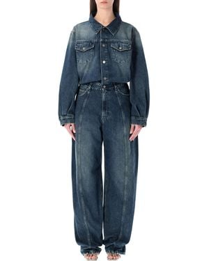 Haikure Amber Dark-Wash Denim Jumpsuit Cotton - Blue