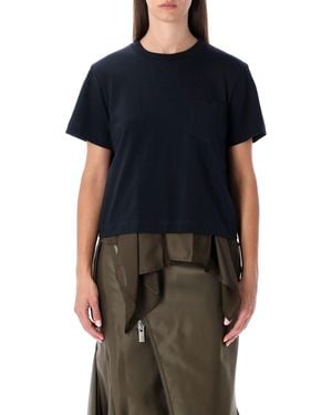 Sacai T-Shirt With Voile Back Insert Cotton Tshirt - Black