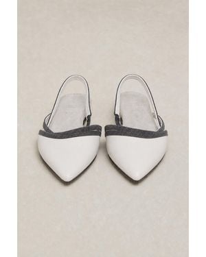 Brunello Cucinelli New Lamb Leather Slingback Shoes - Natural