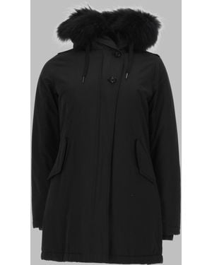 Canadian Parka Cotton Hooded Polyester Jacket - Black
