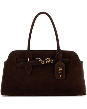 Miu Miu Suede Aventure Shoulder Bag - Black