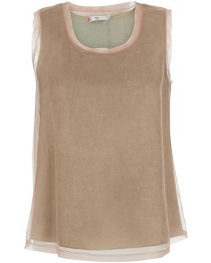 HUI Top Quirino With Elegant Silk Details For Tops - Natural