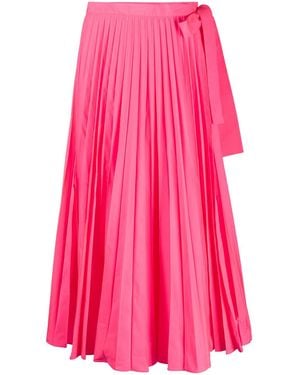 Valentino Tied-Waist Pleated Skirt - Pink