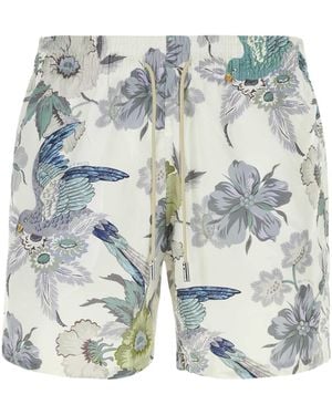 Etro Printed Polyester Swimming Shorts - Blue