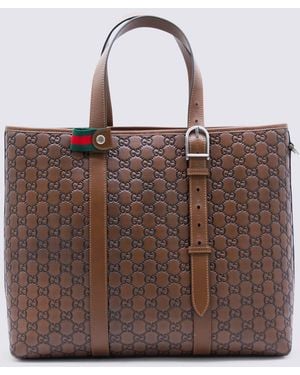 Gucci Shopping Gg Emblem Big Tote - Brown