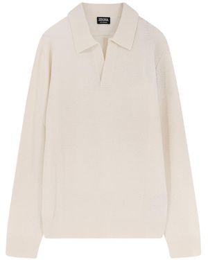 ZEGNA Jacquard Cashmere Polo Jumper - White