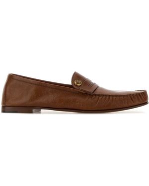 Versace Caramel Leather Loafers - Brown