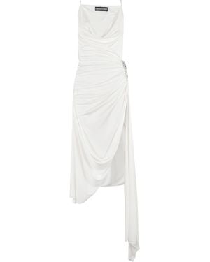 David Koma Crystal Claw Embr Detail Asymmetric Gown Viscosa Abito - White