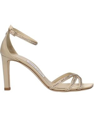 Jimmy Choo Satin Stiletto Heel Sandals - Metallic
