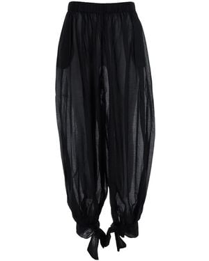 ANDAMANE Noor Pants Tied Up Maxi Pants With Front Closure And Drawstring Waist - Black