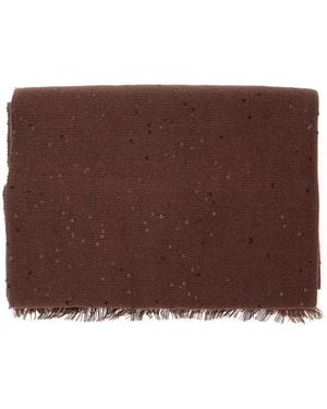 Brunello Cucinelli Rectangular Sequin Scarf Cashmere And Silk Scarfs - Brown