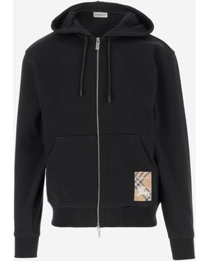 Burberry Stretch Cotton Sweatshirt With Logo - Black