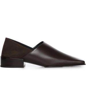 Maison AlaïA Square Slippers Leather Loafers - Brown