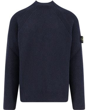 Stone Island Cotton And Virgin Wool Jumper - Blue