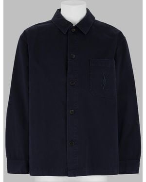 Saint Laurent Overshirt Cassandre Cotton Shirt - Blue