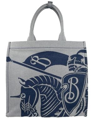 Burberry Ekd Canvas Tote Bag With Coin Pouch - Blue
