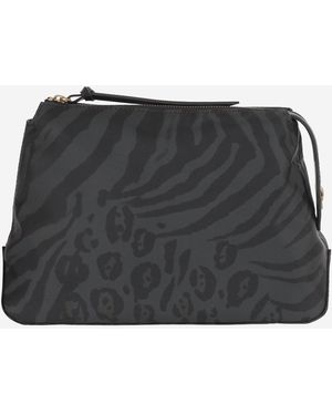 Pinko Toiletry Bag With Animal Print - Black