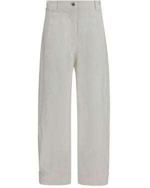 Max Mara Cotton Cropped Pants - Gray