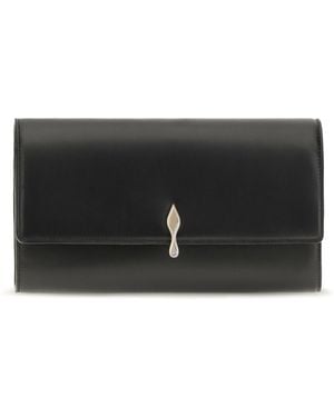 Christian Louboutin Bettina Leather Wallet With Chain Calf Bos Taurus - Black