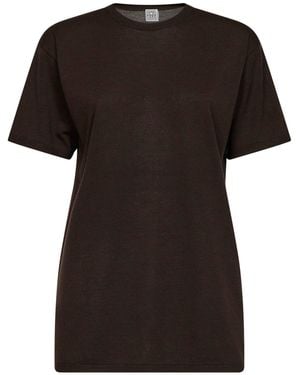 TOTEME Fondante Oversized Lyocell And Cashmere Knit T-Shirt - Black