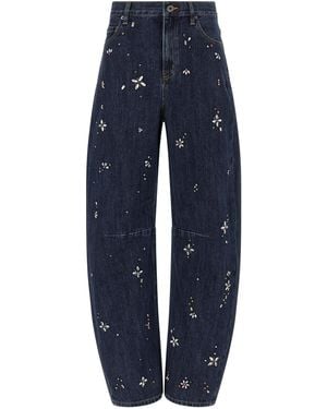 Self-Portrait Barrel Leg Jeans - Blue