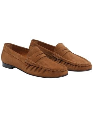 Poeve Flat Shoes Suede Leather/Rubber Sole - Brown