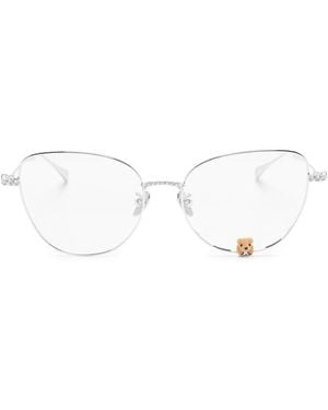 YVMIN Paradise Flocked-Bear Cat-Eye Glasses - White